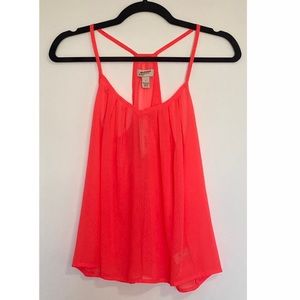 NWT Arizona Jean Co Hot Neon Pink Sheer Tank. Size Small